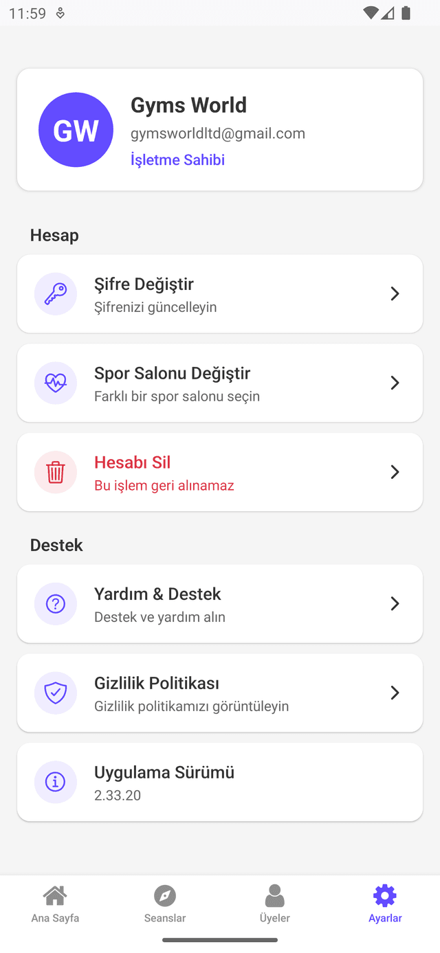 Android Ayarlar Sayfası Ekran Görüntüsü
